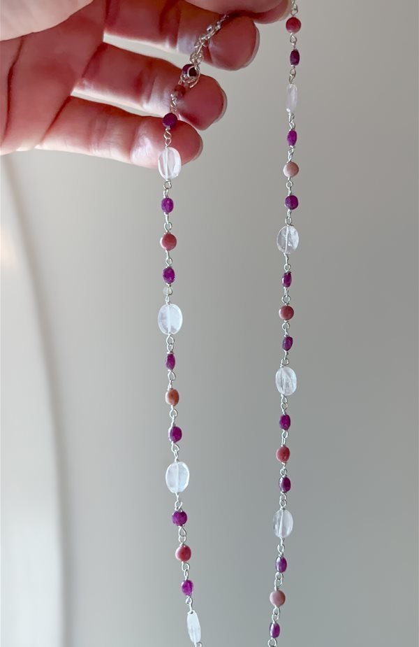 collana Atena - rubino, opale e quarzo rosa